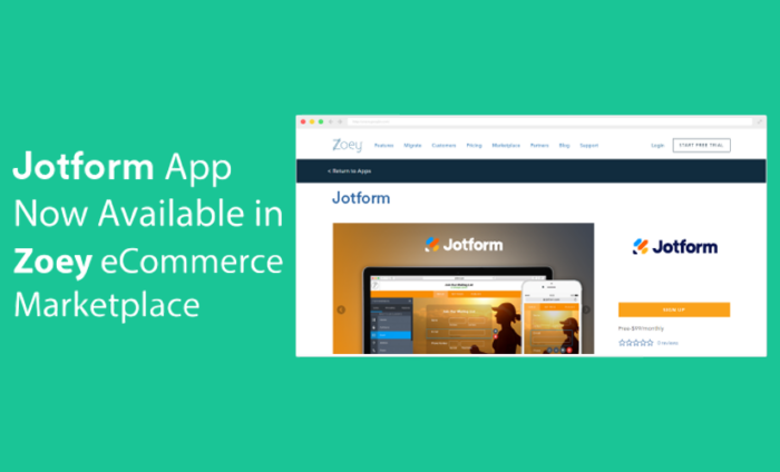 Jotform App Now Available in Zoey eCommerce Marketplace
