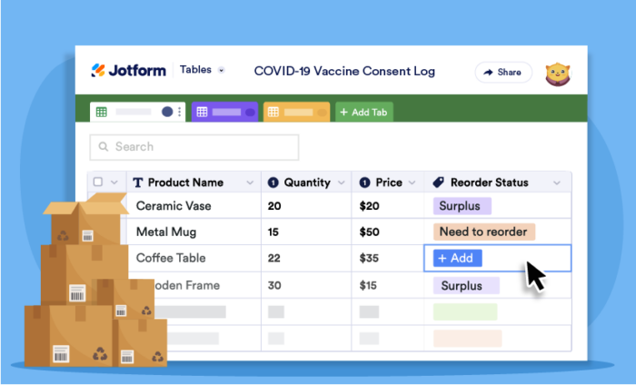 Managing your year-end inventory with Jotform Tables