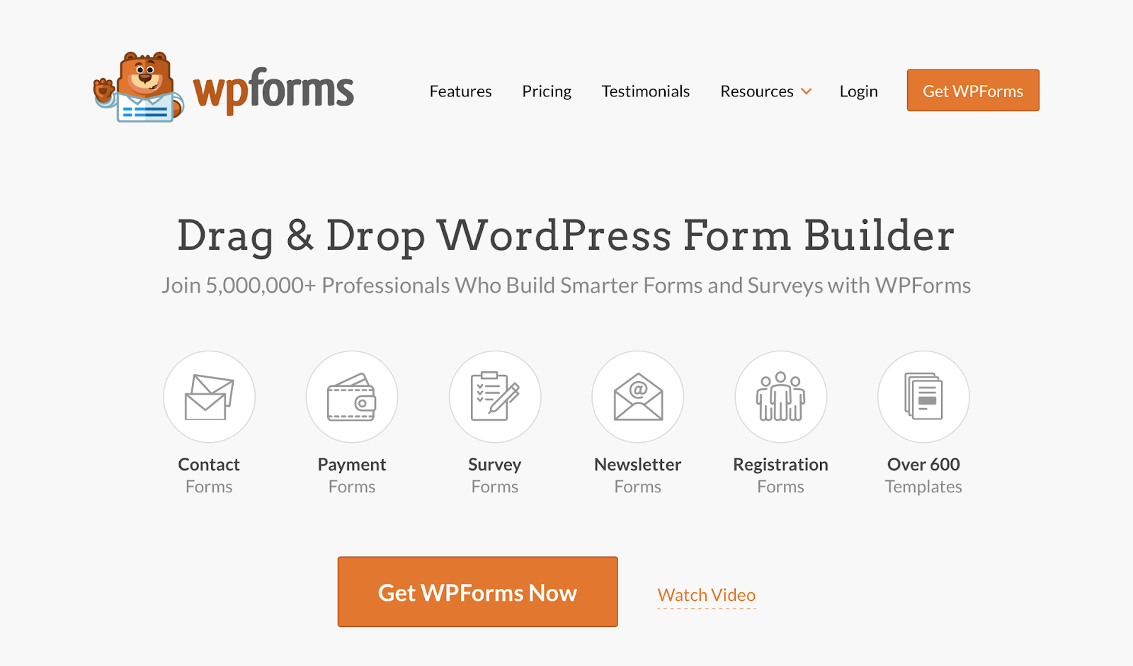 wp forms landing page