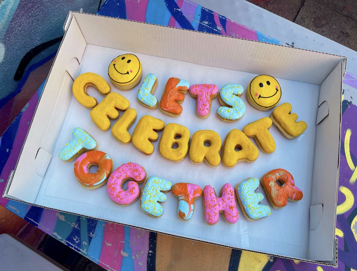 Display from the Letterbox Doughnuts store opening event in 2021