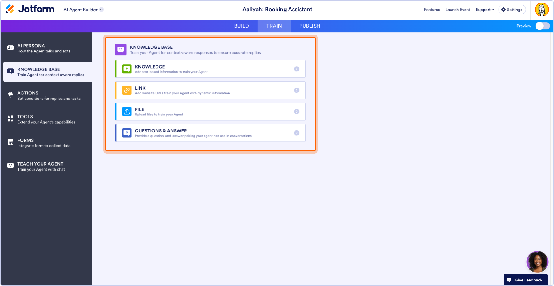 Knowledge Base options