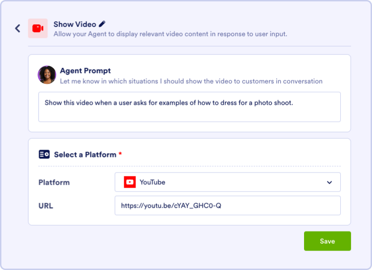 Show video tool settings