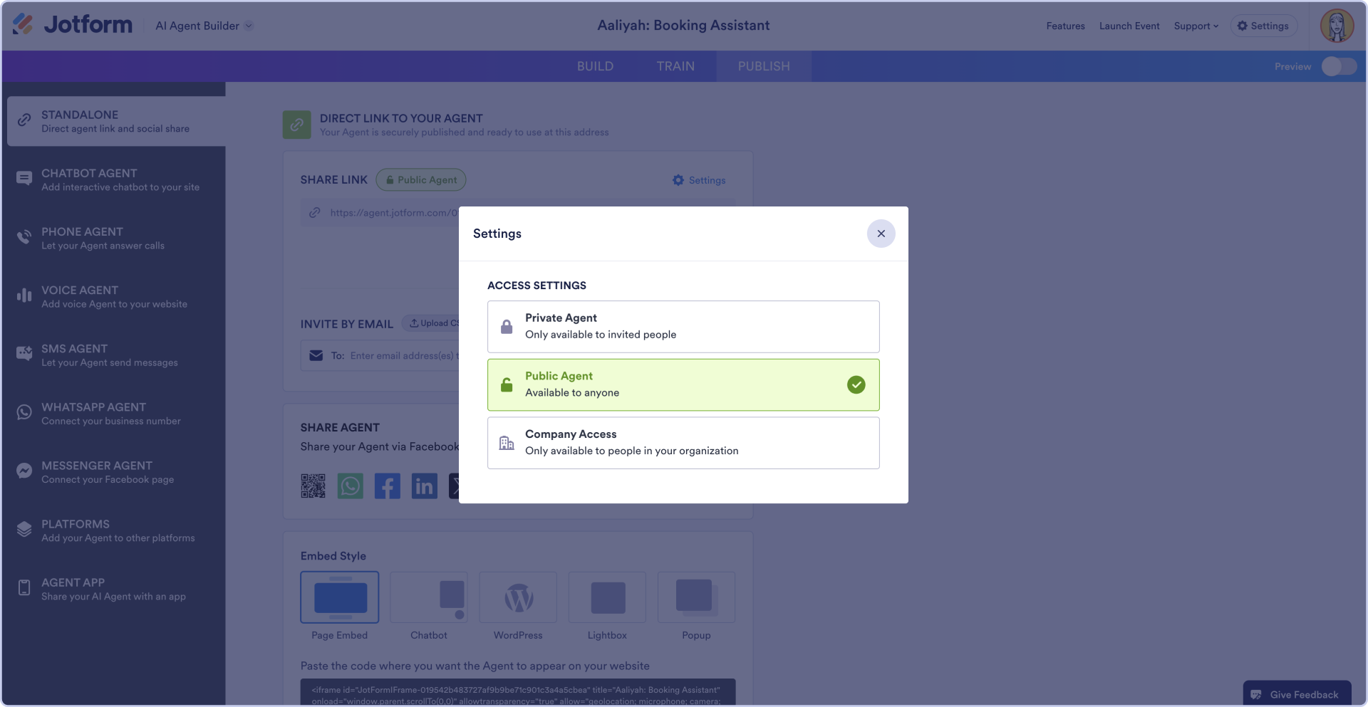 Standalone settings